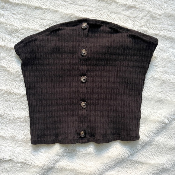 American Eagle Outfitters Tops - American Eagle Brown Earth Tone Pointelle Ribbed Button Tube Tank Top
